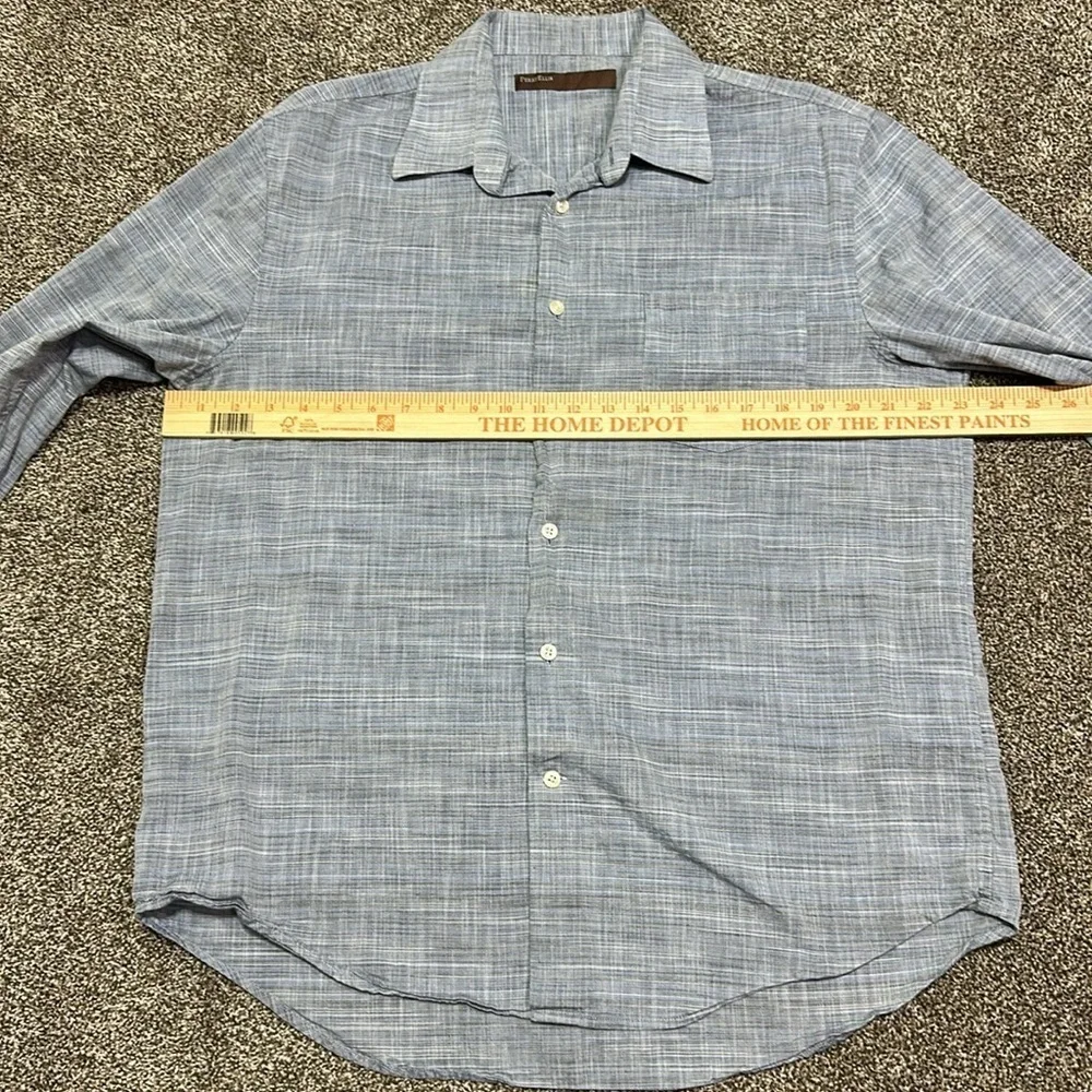 Perry Ellis men’s button down casual shirt blue gray crosshatching neutral Large - Picture 3 of 7
